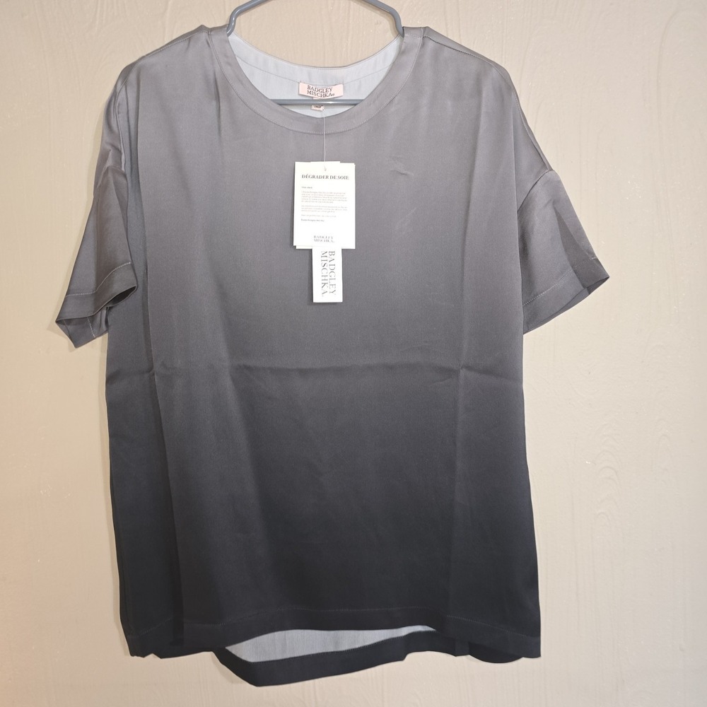 NWT Badgley Mischka Silk Ombré Blouse Size Extra Small